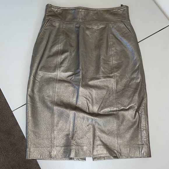 Vintage Spiegel Gold Leather Midi Pencil Size 8 - Picture 6 of 7